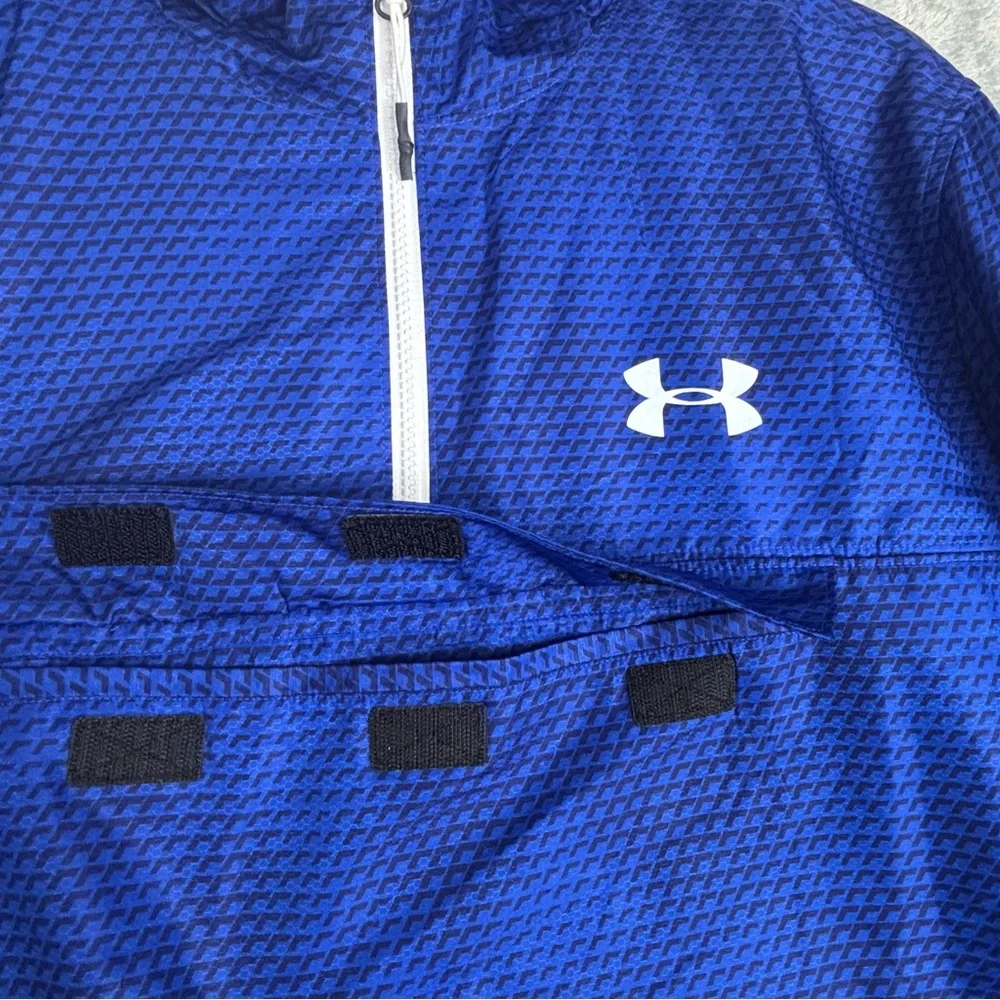 Under Armour Half Zip Pullover Windbreaker Anorak Men Large Blue Black Hoodie